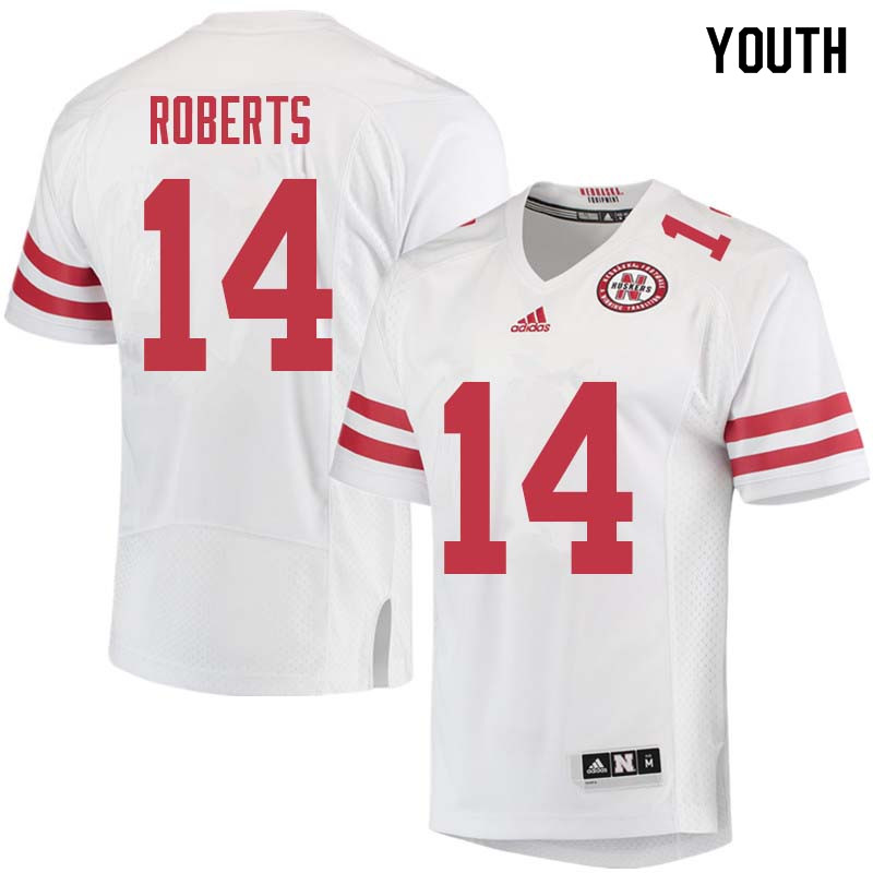 Youth #14 Avery Roberts Nebraska Cornhuskers College Football Jerseys Sale-White - Click Image to Close
